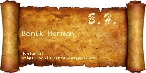 Benik Herman névjegykártya